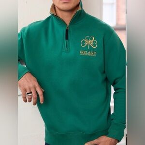 Unisex Ireland Premium Quarter Zip Green Sweatshirt